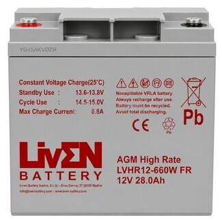 Bater�a 12 Voltios 28 Amperios LVHR12-660W | Liven Battery